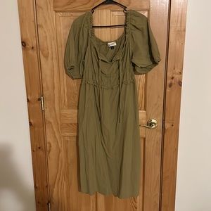 UNIVERSAL THREAD brand dress olive green with puff sleeves
